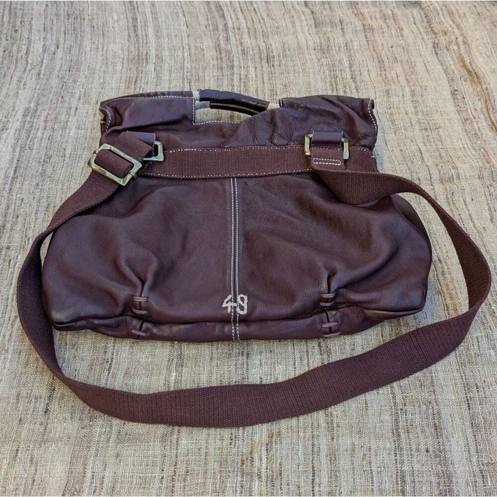 49 Square Miles Brown Leather Shoulder Bag Large Crossbody Purse Hobo Tote - Picture 2 of 11